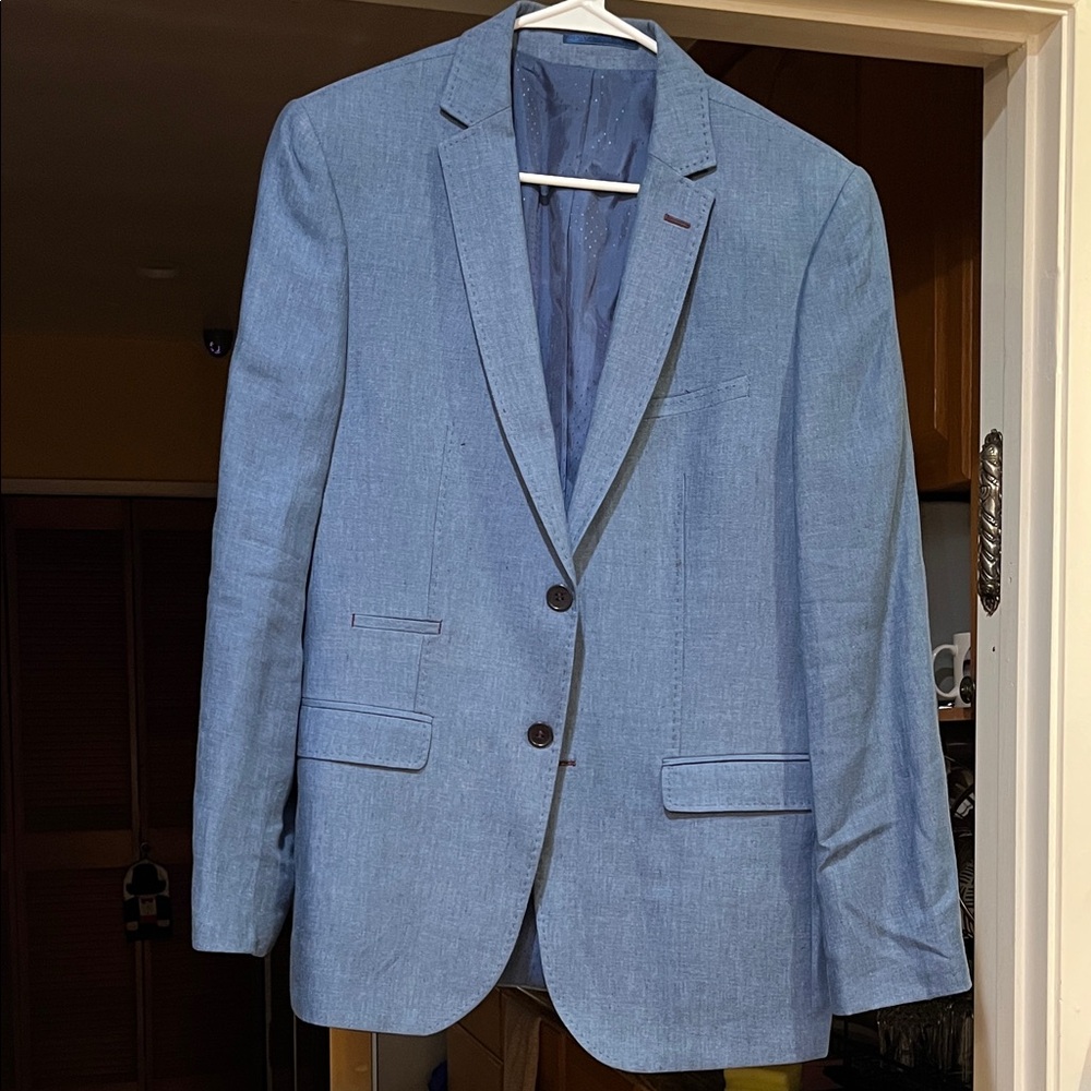 Light Blue Single-Breasted Men's Blazer